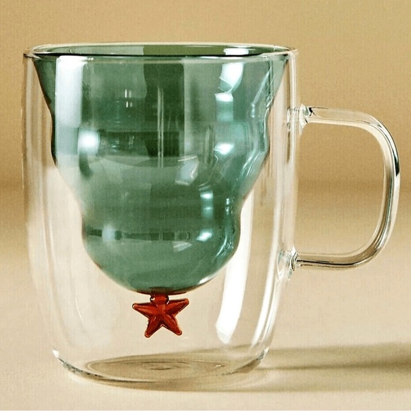 ANTHROPOLOGIE | Glass Christmas Tree Mug - Picture 1 of 5